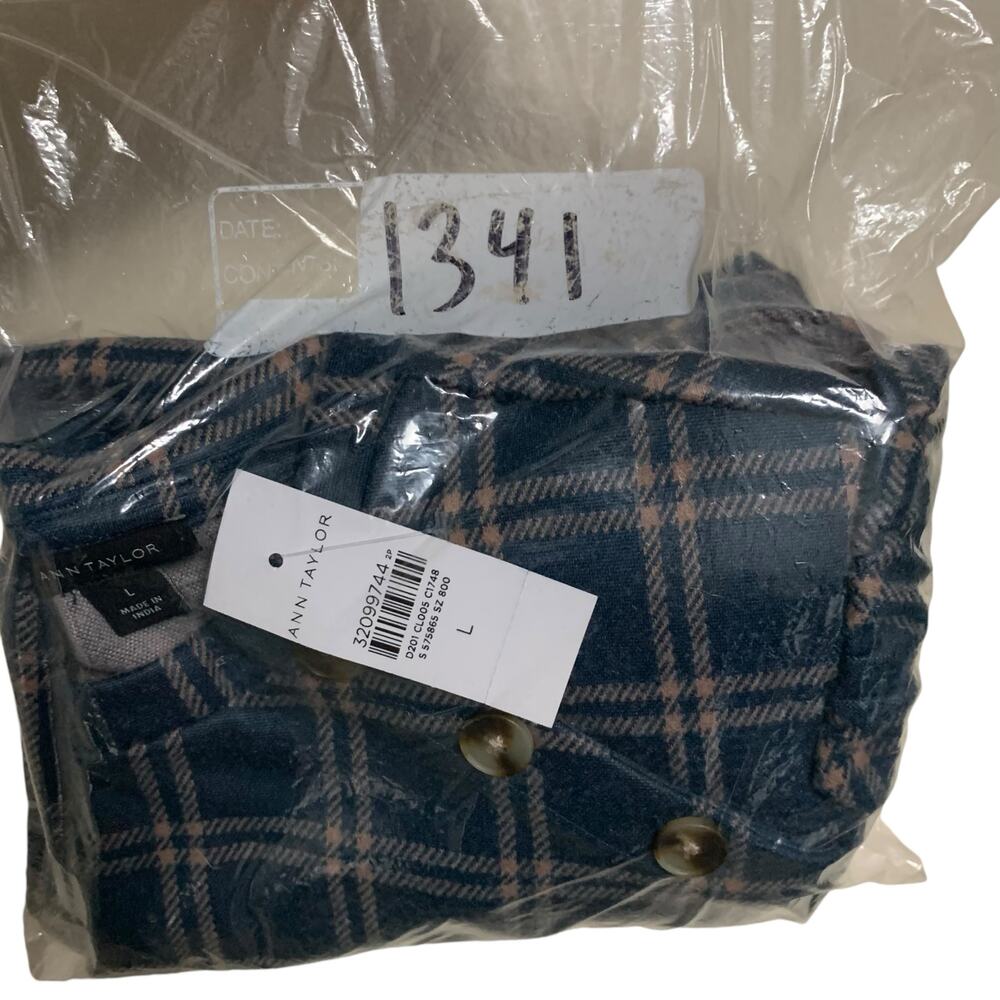 NWT! Ann Taylor Plaid Mixed Media Top Womens Size L - Picture 7 of 7